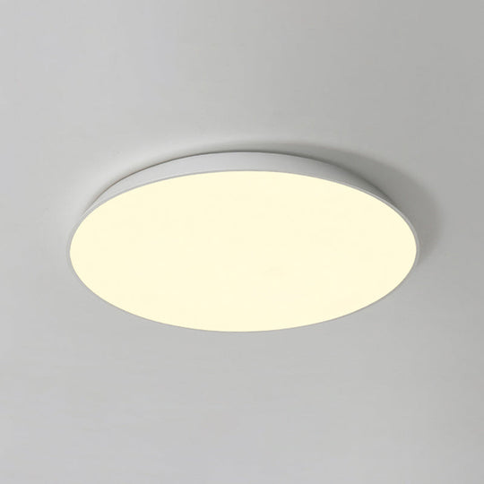 Contemporary LED Metallic Flush Mount Light - White Tray Ceiling Lamp for Bedroom (16.5"/20.5"/24.5" Dia)