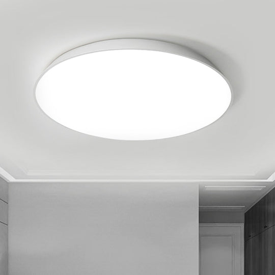 Contemporary LED Metallic Flush Mount Light - White Tray Ceiling Lamp for Bedroom (16.5"/20.5"/24.5" Dia)