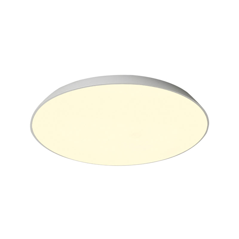 Contemporary Led Metallic Flush Mount Light - White Tray Ceiling Lamp For Bedroom (16.5/20.5/24.5