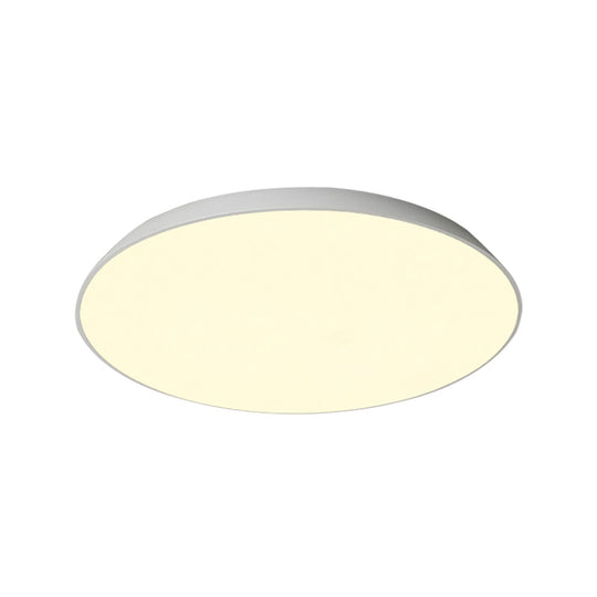 Contemporary Led Metallic Flush Mount Light - White Tray Ceiling Lamp For Bedroom (16.5/20.5/24.5