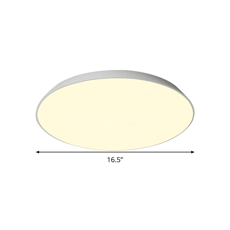 Contemporary LED Metallic Flush Mount Light - White Tray Ceiling Lamp for Bedroom (16.5"/20.5"/24.5" Dia)