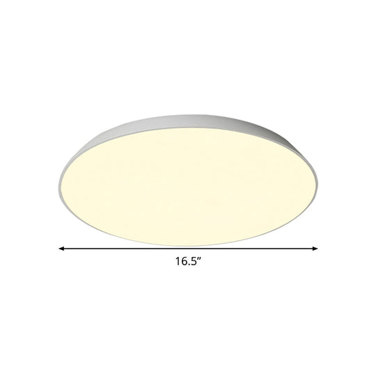 Contemporary LED Metallic Flush Mount Light - White Tray Ceiling Lamp for Bedroom (16.5"/20.5"/24.5" Dia)