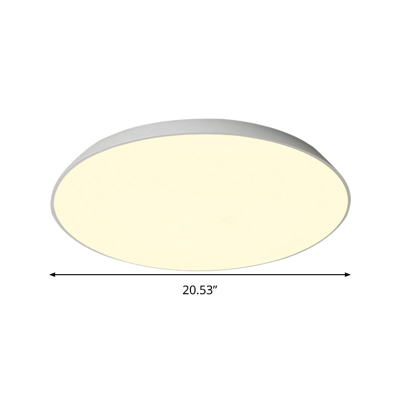 Contemporary Led Metallic Flush Mount Light - White Tray Ceiling Lamp For Bedroom (16.5/20.5/24.5