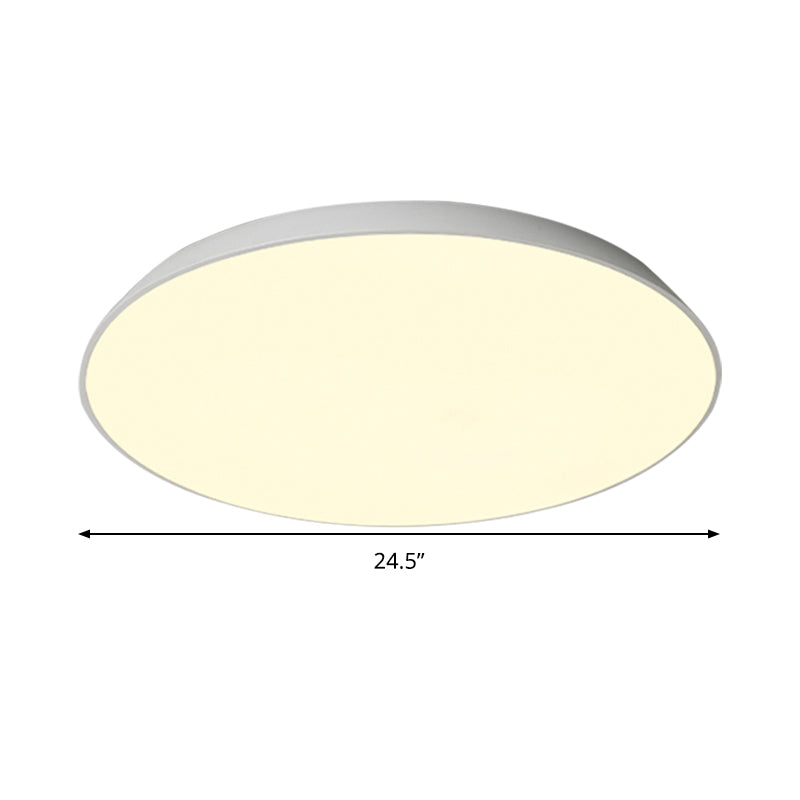 Contemporary LED Metallic Flush Mount Light - White Tray Ceiling Lamp for Bedroom (16.5"/20.5"/24.5" Dia)