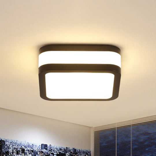 Sleek Black/White Cuboid LED Ceiling Light with Simple Style and Acrylic Finish in Warm/White Light