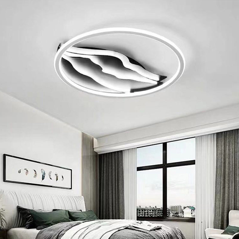 Stylish 16"/19.5" LED Ceiling Flush Mount in Acrylic Black and White – Warm/White Light for Bedroom
