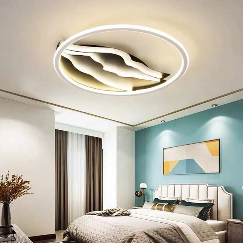 Stylish 16"/19.5" LED Ceiling Flush Mount in Acrylic Black and White – Warm/White Light for Bedroom