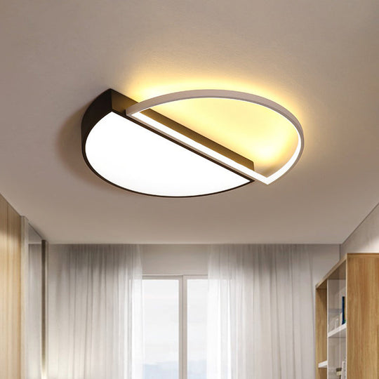 Modern Splicing Flush Mount LED Ceiling Light in Black/White with Dimming Control - 18"/21.5" W