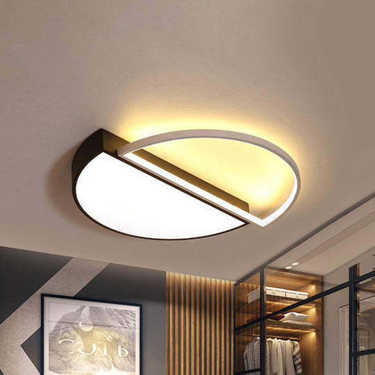 Modern Splicing Flush Mount LED Ceiling Light in Black/White with Dimming Control - 18"/21.5" W