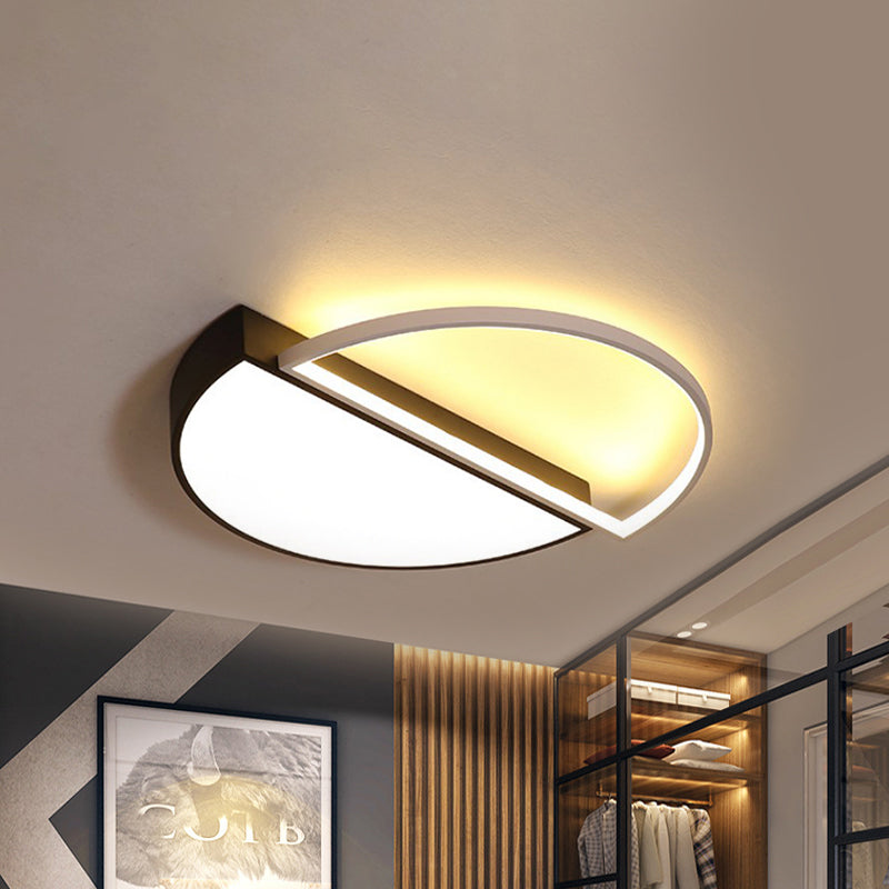 Modern Splicing Flush Mount Led Ceiling Light In Black/White With Dimming Control - 18/21.5 W