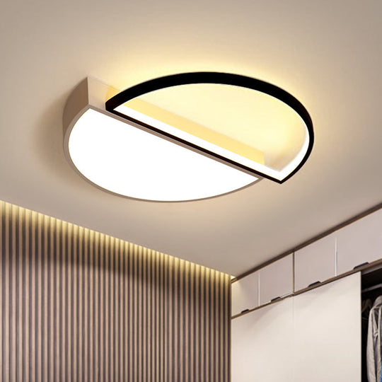 Modern Splicing Flush Mount LED Ceiling Light in Black/White with Dimming Control - 18"/21.5" W