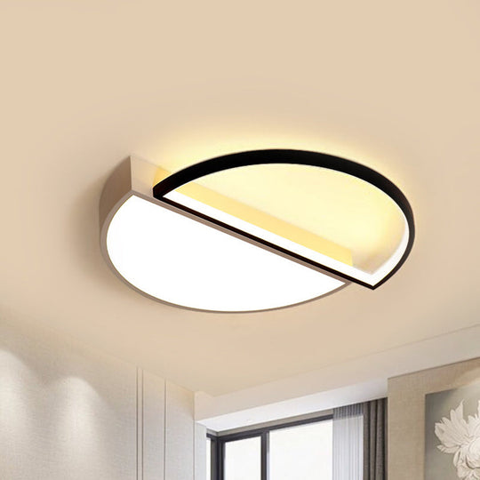 Modern Splicing Flush Mount Led Ceiling Light In Black/White With Dimming Control - 18/21.5 W