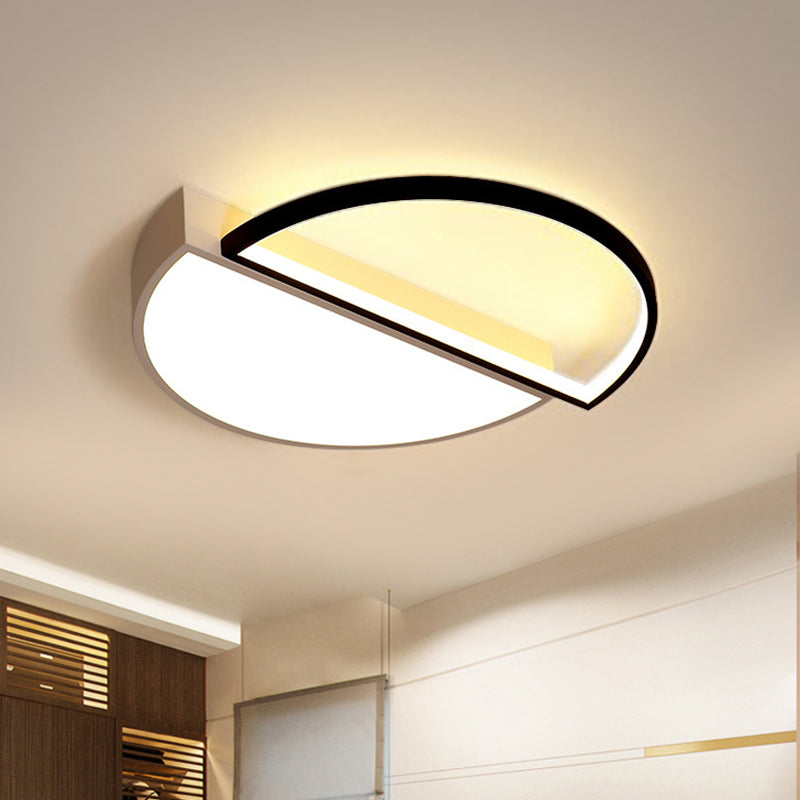 Modern Splicing Flush Mount LED Ceiling Light in Black/White with Dimming Control - 18"/21.5" W