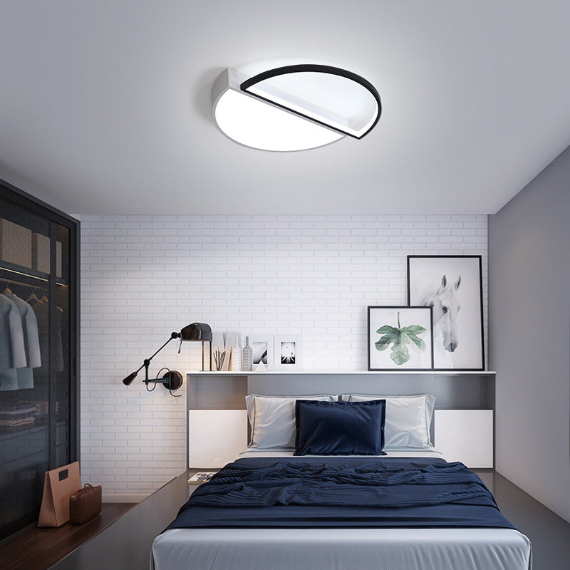 Modern Splicing Flush Mount Led Ceiling Light In Black/White With Dimming Control - 18/21.5 W White