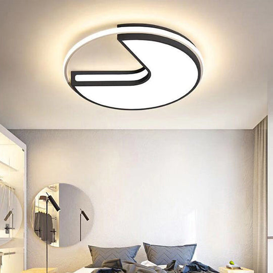 Modern Led Flush Light In Black & White - Big Mouth Design 16/19.5 Width Warm Options Black-White /