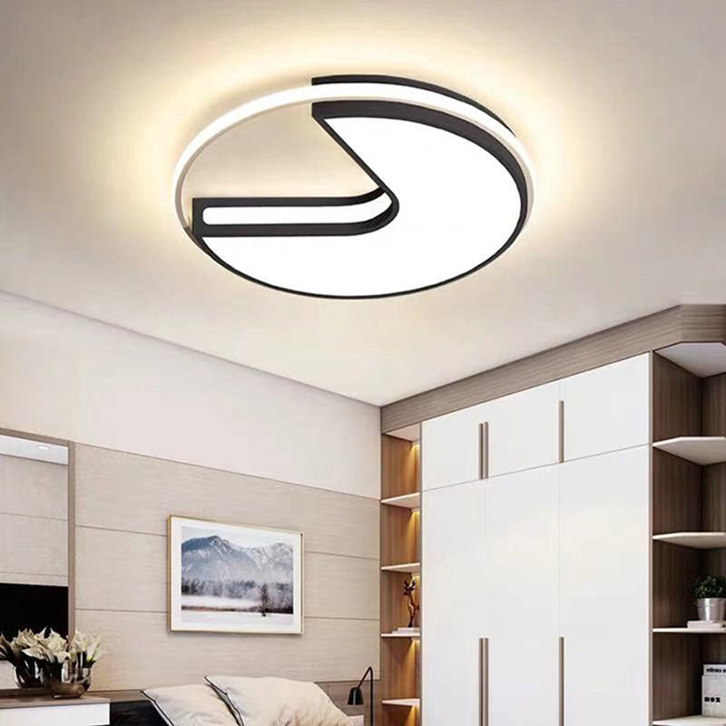 Modern LED Flush Light in Black & White - Big Mouth Design, 16"/19.5" Width, Warm & White Light Options