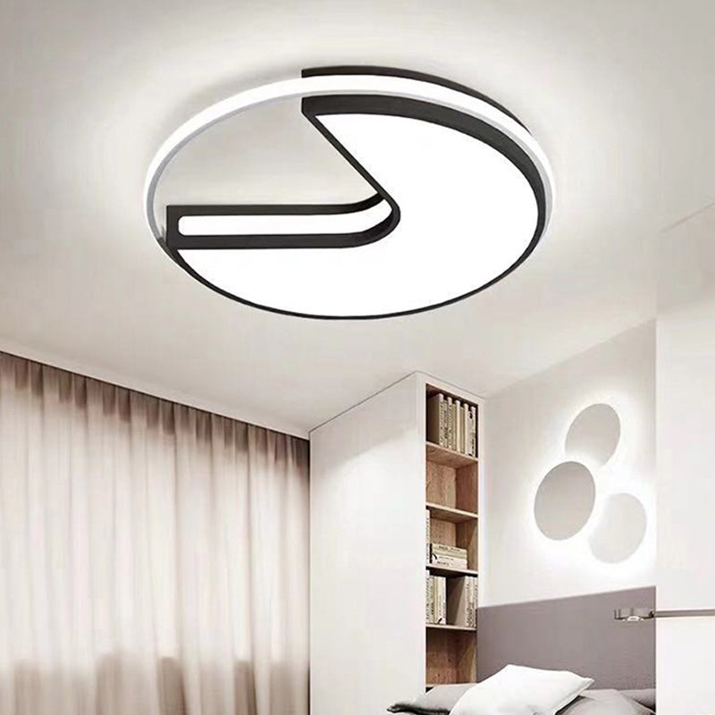 Modern LED Flush Light in Black & White - Big Mouth Design, 16"/19.5" Width, Warm & White Light Options