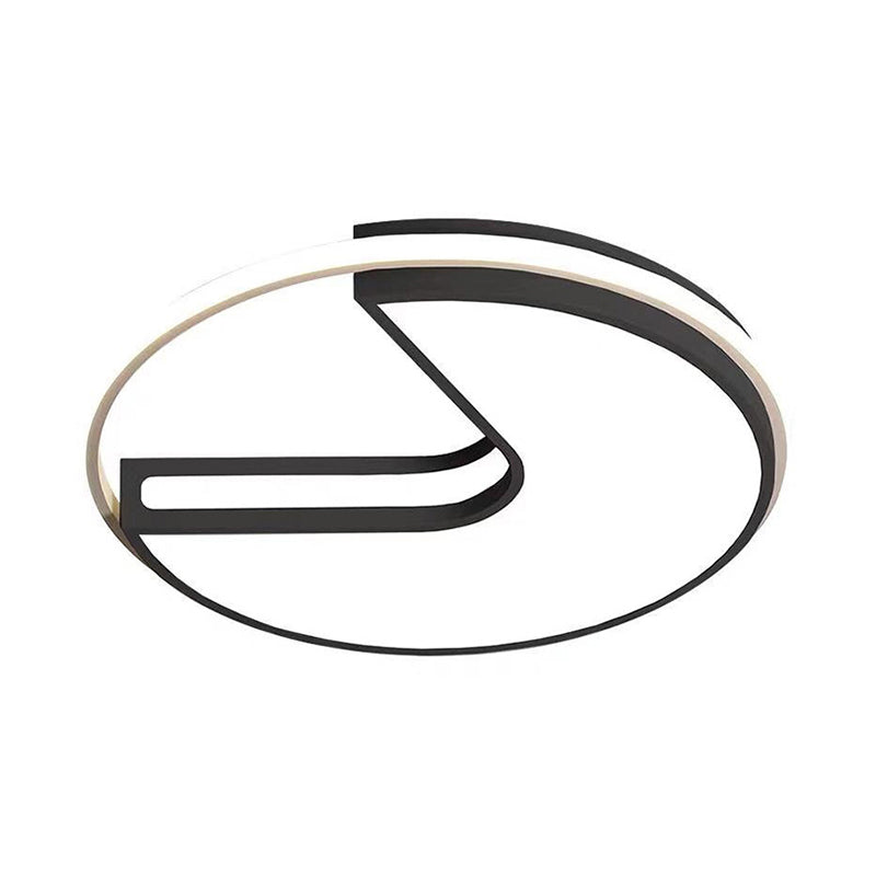 Modern LED Flush Light in Black & White - Big Mouth Design, 16"/19.5" Width, Warm & White Light Options