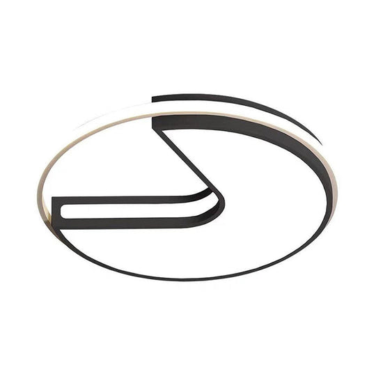 Modern LED Flush Light in Black & White - Big Mouth Design, 16"/19.5" Width, Warm & White Light Options