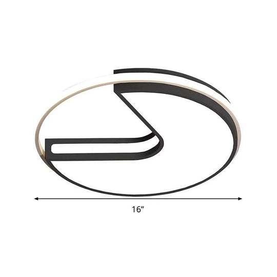 Modern LED Flush Light in Black & White - Big Mouth Design, 16"/19.5" Width, Warm & White Light Options