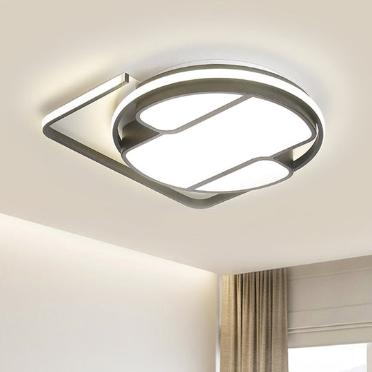 Geometric LED Ceiling Light in Modern Black and White Design - Sizes 16"/19.5" - 3 Color Light Options for Living Room