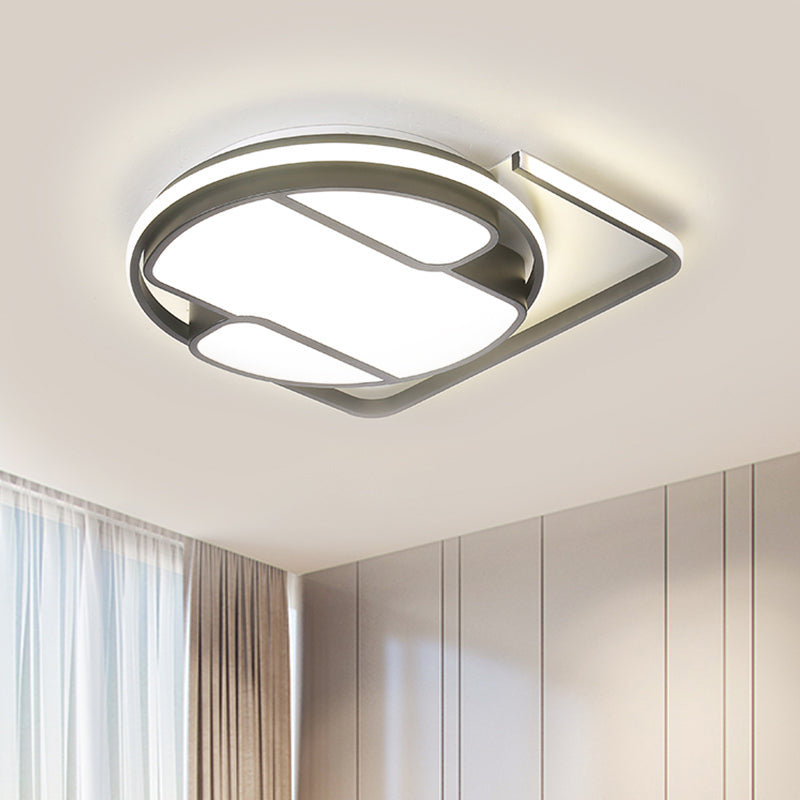 Geometric LED Ceiling Light in Modern Black and White Design - Sizes 16"/19.5" - 3 Color Light Options for Living Room