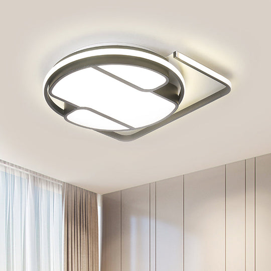 Geometric LED Ceiling Light in Modern Black and White Design - Sizes 16"/19.5" - 3 Color Light Options for Living Room