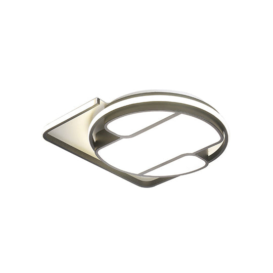 Geometric LED Ceiling Light in Modern Black and White Design - Sizes 16"/19.5" - 3 Color Light Options for Living Room