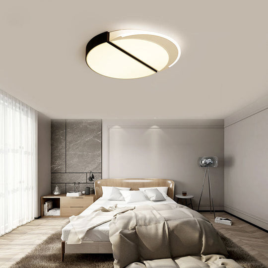 Modern Metal Led Flush Mount Ceiling Light In Black-White 16/19.5 Wide
