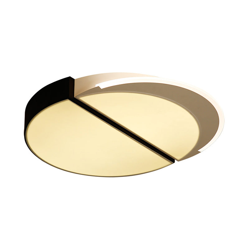 Modern Metal LED Flush Mount Ceiling Light in Black-White, 16"/19.5" Wide