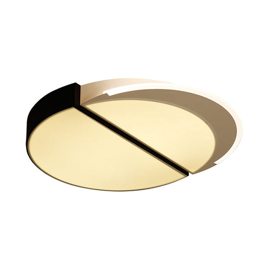 Modern Metal LED Flush Mount Ceiling Light in Black-White, 16"/19.5" Wide