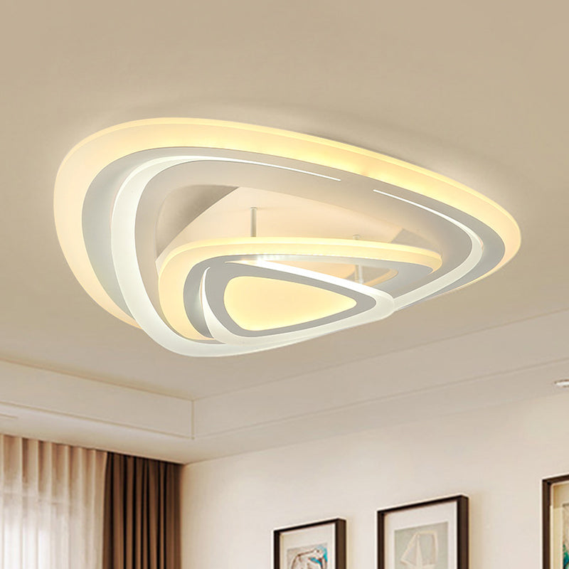 Modern White Triangle Acrylic Led Ceiling Light Fixture With Warm/White Lighting