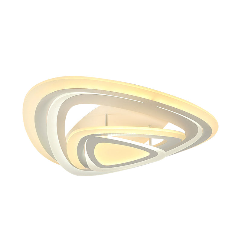 Plafonnier LED moderne en acrylique blanc triangulaire avec éclairage chaud/blanc