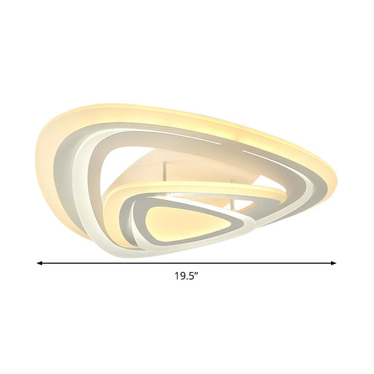 Modern White Triangle Acrylic Led Ceiling Light Fixture With Warm/White Lighting