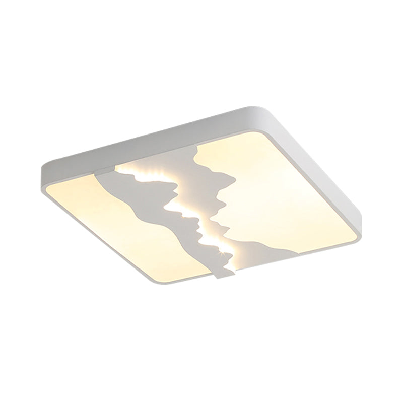 Modern Gray/White Metal LED Flush Mount Ceiling Lamp - 16"/19.5" Wide, Warm/White Light