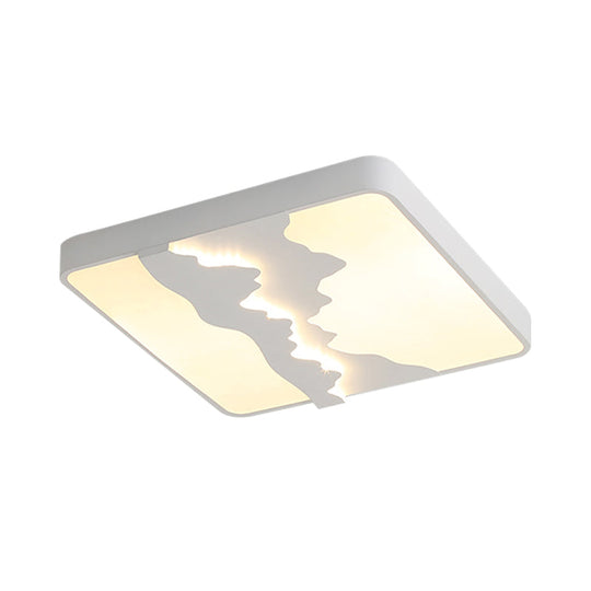 Modern Gray/White Metal LED Flush Mount Ceiling Lamp - 16"/19.5" Wide, Warm/White Light