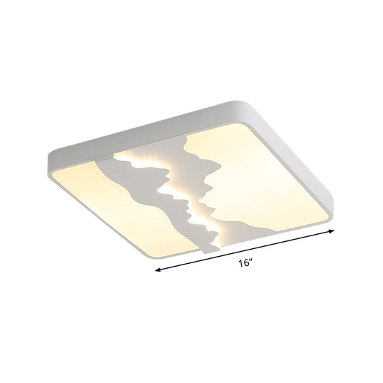 Modern Gray/White Metal LED Flush Mount Ceiling Lamp - 16"/19.5" Wide, Warm/White Light