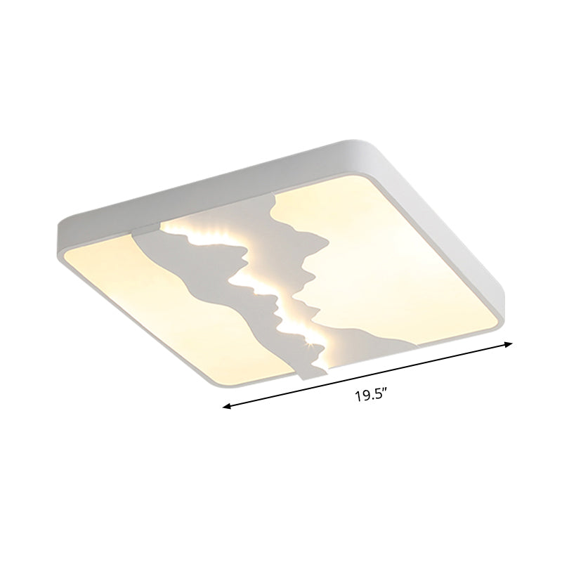 Modern Gray/White Metal LED Flush Mount Ceiling Lamp - 16"/19.5" Wide, Warm/White Light