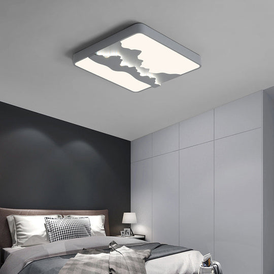 Modern Gray/White Metal LED Flush Mount Ceiling Lamp - 16"/19.5" Wide, Warm/White Light