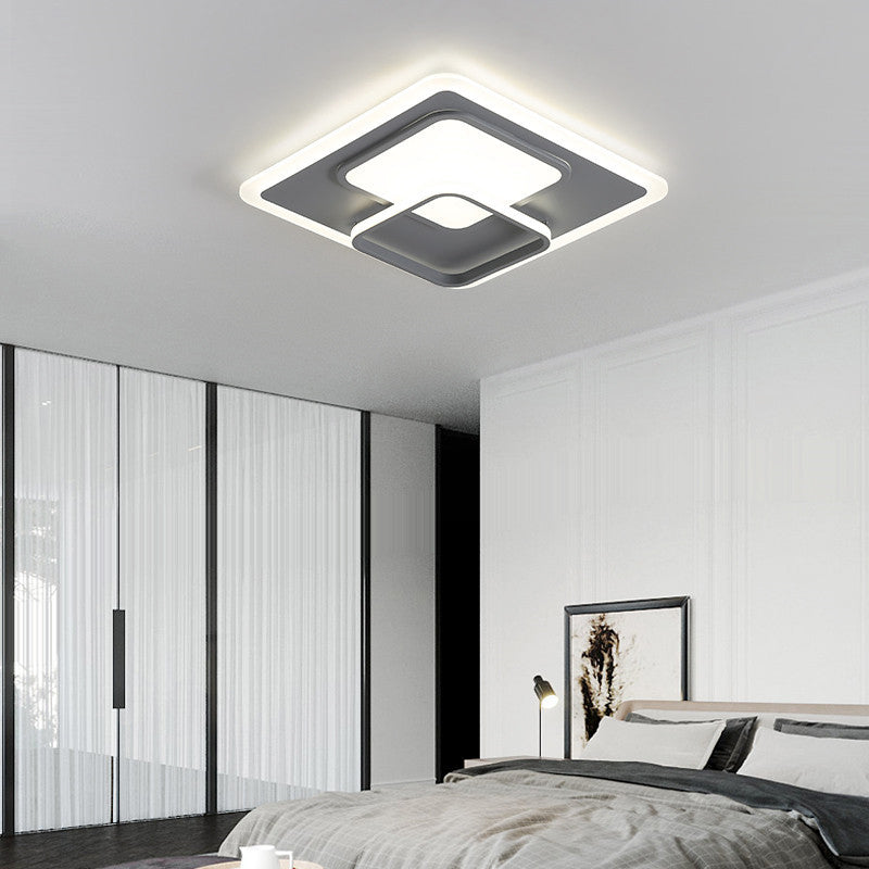 16"/19.5" Square Ceiling Mount Light: Contemporary Acrylic Gray LED Flush Mount, Warm/White Light