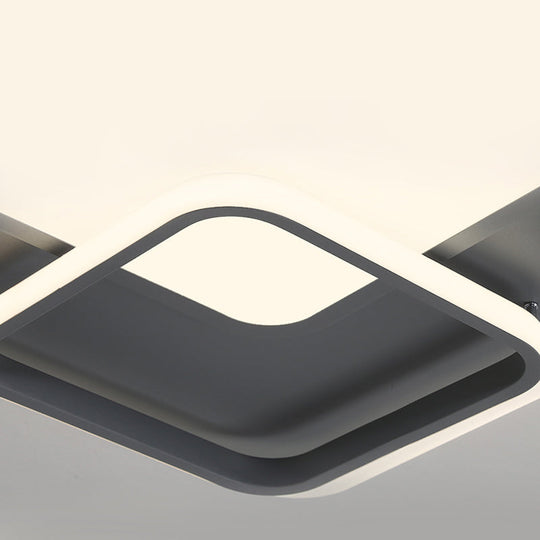 16"/19.5" Square Ceiling Mount Light: Contemporary Acrylic Gray LED Flush Mount, Warm/White Light