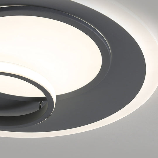 Contemporary Acrylic Round Flush Mount Lamp - Gray 16"/19.5" Wide LED Ceiling Fixture with Warm/White Light