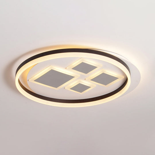 Contemporary LED Ceiling Lamp for Bedroom Décor - Coffee Rhombus Flush Mount Fixture