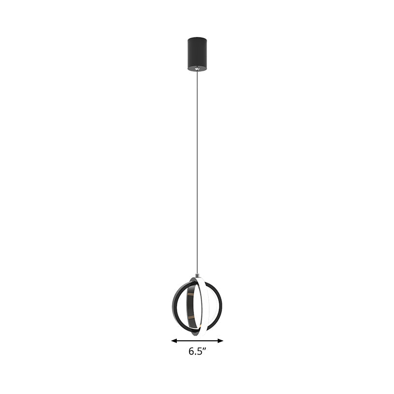 Contemporary Black LED Pendant Light - Orbit Metal Ceiling Light Kit with Warm/White Lighting