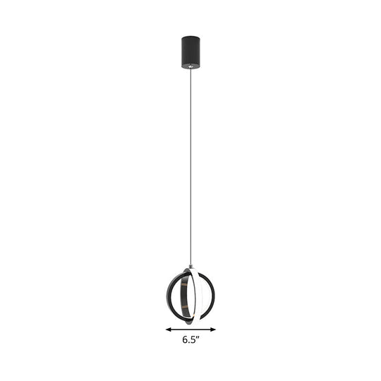 Contemporary Black LED Pendant Light - Orbit Metal Ceiling Light Kit with Warm/White Lighting