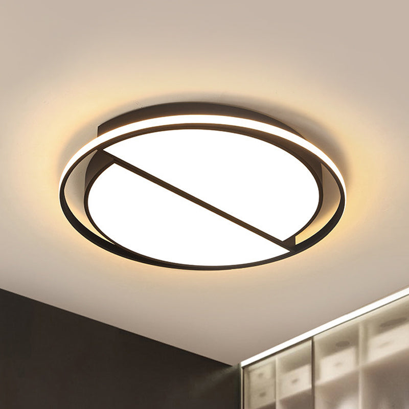Modern Black LED Ceiling Lamp - Minimalist Acrylic Flush Mount Light in White/3 Color Light for Bedroom
