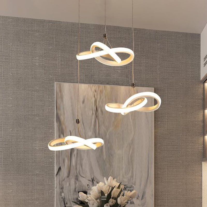 Contemporary LED Pendant Chandelier: Seamless Metal Suspension Light in Warm/White