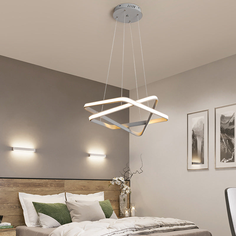 Lustre LED blanc moderne : suspension en acrylique sans couture avec LED chaude/blanche