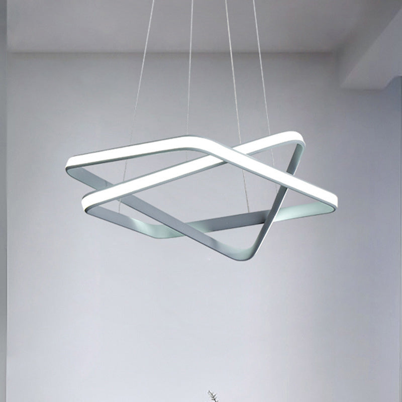 Lustre LED blanc moderne : suspension en acrylique sans couture avec LED chaude/blanche