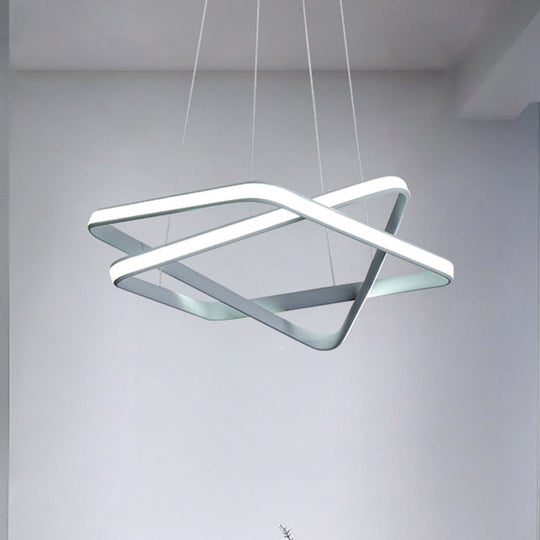 Lustre LED blanc moderne : suspension en acrylique sans couture avec LED chaude/blanche